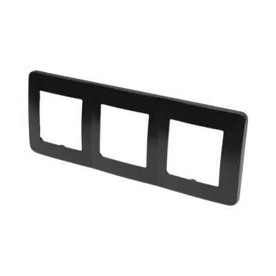 Rama tripla neagra PC priza si intrerupator 225x83mm - imagine 3