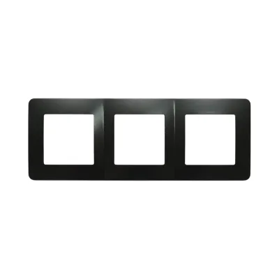 Rama tripla neagra PC priza si intrerupator 225x83mm