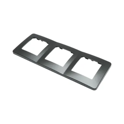 Rama tripla neagra PC priza si intrerupator 225x83mm - imagine 4