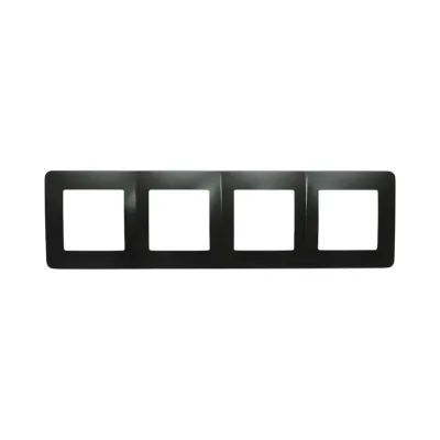 Rama cvadrupla neagra PC priza si intrerupator 300x83mm