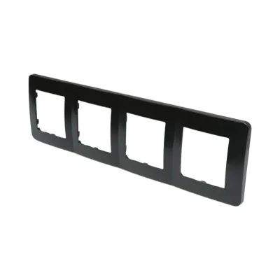 Rama cvadrupla neagra PC priza si intrerupator 300x83mm - imagine 3
