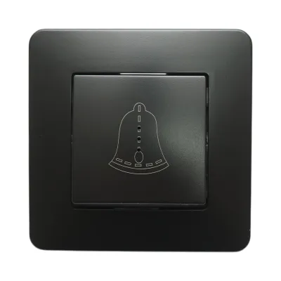 Intrerupator sonerie LED cu revenire negru incastrat 220V, 10AX, PC 80x80mm - imagine 2