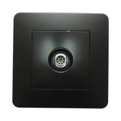 Priza TV neagra incastrata PC 80x80mm - imagine 2