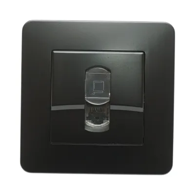 Priza internet RJ45 neagra incastrata PC 80x80mm - imagine 2