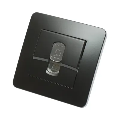Priza internet RJ45 neagra incastrata PC 80x80mm