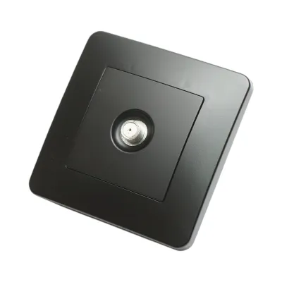 Priza TV tip F neagra incastrata PC 80x80mm