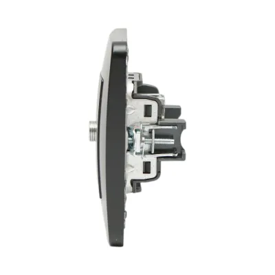 Priza TV tip F neagra incastrata PC 80x80mm - imagine 5