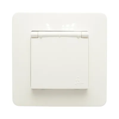 Priza schuko alba incastrata 220V, 16A, PC cu capac de protectie IP44 80x80mm - imagine 2