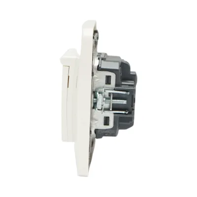 Priza schuko alba incastrata 220V, 16A, PC cu capac de protectie IP44 80x80mm - imagine 6