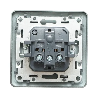 Priza schuko neagra incastrata 220V, 16A, PC cu capac de protectie IP44 80x80mm - imagine 3