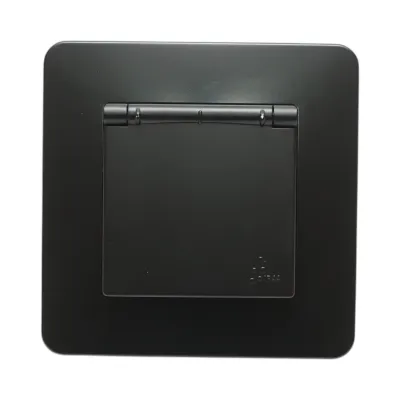 Priza schuko neagra incastrata 220V, 16A, PC cu capac de protectie IP44 80x80mm - imagine 2