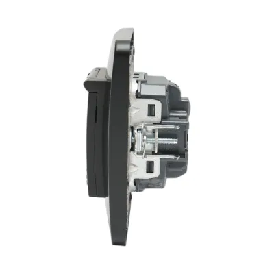 Priza schuko neagra incastrata 220V, 16A, PC cu capac de protectie IP44 80x80mm - imagine 6