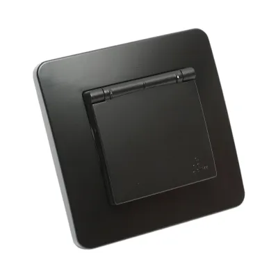 Priza schuko neagra incastrata 220V, 16A, PC cu capac de protectie IP44 80x80mm - imagine 5