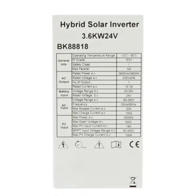Invertor solar hibrid 3.6kW, 24V, MPPT 100A, monofazic OFF-GRID Breckner Germany - imagine 8