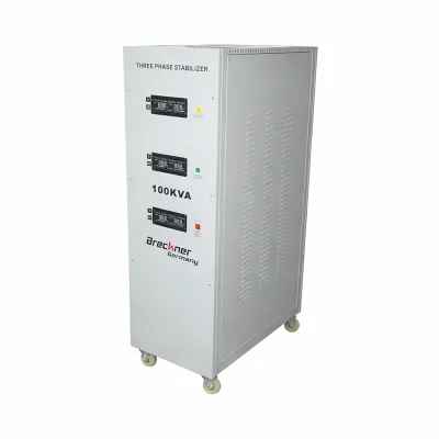 Stabilizator automat de tensiune 100KVA trifazat cu servomotor, bypass, afisaj LCD Breckner Germany - imagine 2