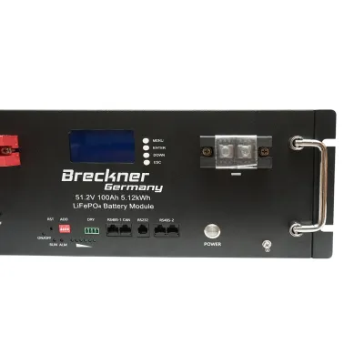 Baterie stocare Li-ion 5.12kWh LiFePO4 51.2V, 100Ah cu BMS, display LCD, conexiune in paralel Breckner Germany - imagine 6