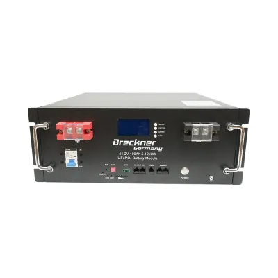 Baterie stocare Li-ion 5.12kWh LiFePO4 51.2V, 100Ah cu BMS, display LCD, conexiune in paralel Breckner Germany