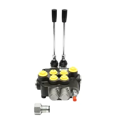 Distribuitor hidraulic cu 2 manete debit 80L/min cu levier si reductie incluse -15 /+80 Breckner Germany - imagine 3
