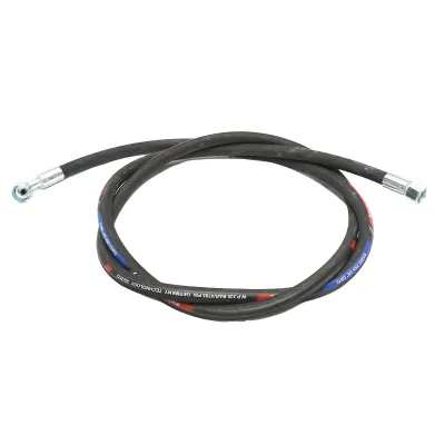 Furtun presiune 2SN DN10 sertizat cu armaturi M20x1,5 90 grade, M20x1,5 drept L=2700mm