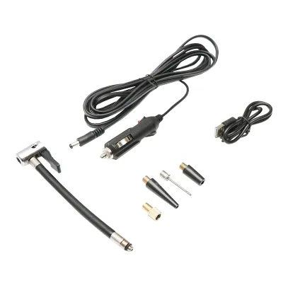 Compresor aer portabil negru 12,4V baterie 6000Am reincarcabila 250x56x47mm cu accesorii - imagine 3