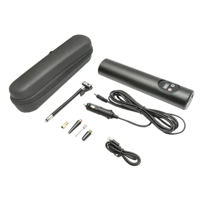 Compresor aer portabil negru 12,4V baterie 6000Am reincarcabila 250x56x47mm cu accesorii - imagine 2
