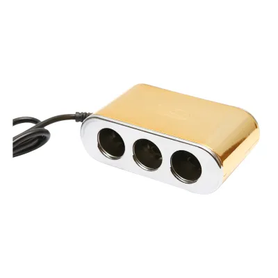Adaptor bricheta auto tripla 12/24V auriu cu intrerupator individual si 1 port USB 5V 2.1A - imagine 8