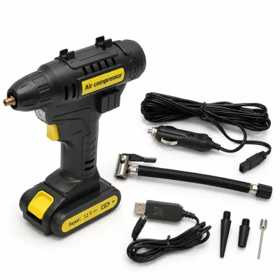 Compresor aer auto umflat roti portabil digital 12V/120W, 150 PSI, iluminare LED, baterie Li-ion 2000mAh Breckner Germany