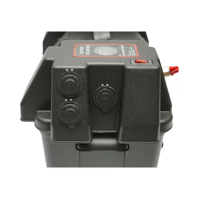 Cutie baterie auto 12V cu voltmetru DC 6-36V, afisaj LCD, intrerupator cirucit 16A, 2 prize bricheta, 2xUSB 340x195x200mm - imagine 9