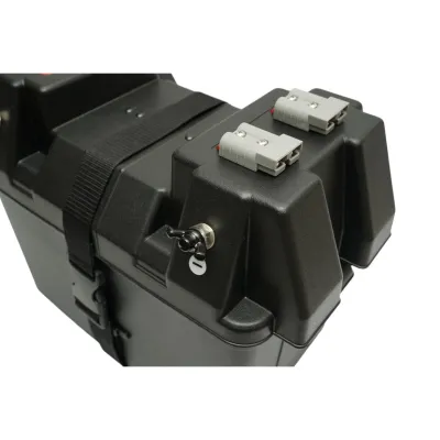 Cutie baterie auto 12V cu voltmetru DC 6-36V, afisaj LCD, intrerupator cirucit 16A, siguranta 30A, 2 prize bricheta, 2xUSB 340x195x200mm - imagine 11