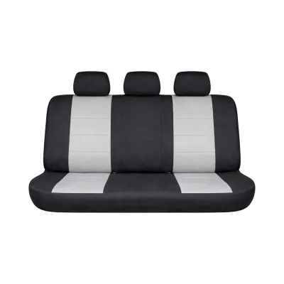 Set huse scaune auto universale negru-gri, material textil 9 piese - imagine 3