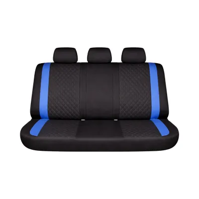 Set huse scaune auto universale negru-albastru Diamond, piele ecologica matlasata cu textil 9 piese - imagine 3