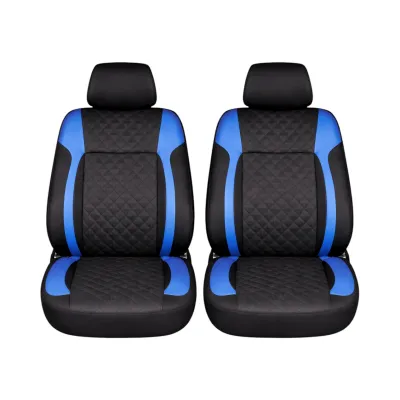 Set huse scaune auto universale negru-albastru Diamond, piele ecologica matlasata cu textil 9 piese - imagine 2