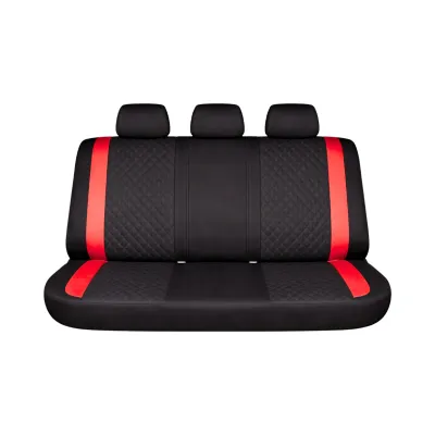Set huse scaune auto universale negru-rosu Diamond, piele ecologica matlasata 9 piese - imagine 3