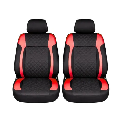 Set huse scaune auto universale negru-rosu Diamond, piele ecologica matlasata 9 piese - imagine 2
