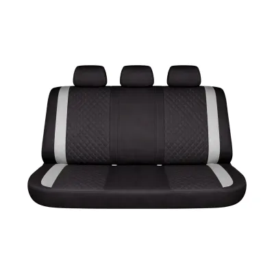 Set huse scaune auto universale negru-gri Diamond, piele ecologica matlasata 9 piese - imagine 3
