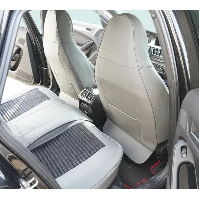 Set huse scaune auto Premium crem-gri universale, design sport ergonomic, piele ecologica cu insertii textile 11 piese - imagine 6