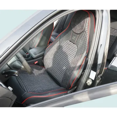 Set huse scaune auto Premium negru-rosu universale, design sport ergonomic, piele ecologica cu insertii textile 11 piese - imagine 3
