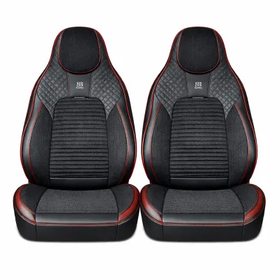 Set huse scaune auto Premium negru-rosu universale, design sport ergonomic, piele ecologica cu insertii textile 11 piese - imagine 2