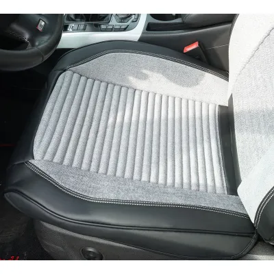 Set huse scaune auto Premium negru-gri universale, design sport ergonomic, piele ecologica cu insertii textile 11 piese - imagine 5