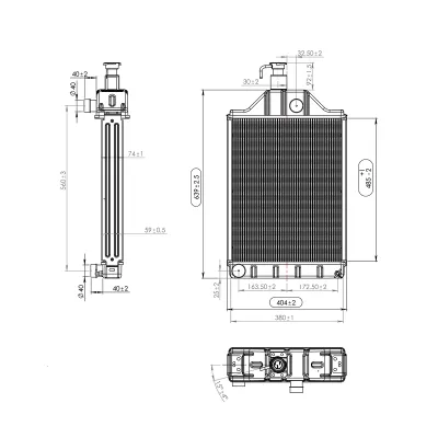 Radiator racire apa motor Perkins pentru Massey Ferguson cod OEM 150-10, 897358A4, 897358A4A, 897358E4, 897358E4A, 897358M3 Breckner Germany - imagine 2