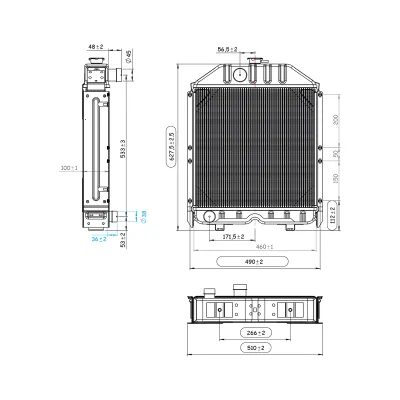 Radiator racire apa pentru New Holland, Fiat 640, Case IH cod OEM 4981428, 5086417, 5096052, 150-283, 5096051, 5118306, 5096597, 5104821, 5086417 - imagine 2