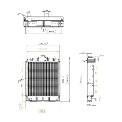 Radiator racire apa 4 randuri de celule pentru Fiat 315, 411, 415 cod OEM 588156, 595568 - imagine 2