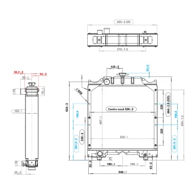Radiator racire apa cu 3 randuri de celule pentru Fiat seria 55, 90, A, CS cod OEM 5143883, 5143884, 5167365, 4997175, 4997298, 5104143, 150-40 Breckner Germany - imagine 2