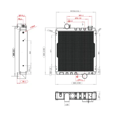 Radiator racire apa John Deere seria 6000, 6005, 6010, 8000 cu 4 randuri de celule cod OEM AL110865, AL115002, AL115731, AL118774, AL118775, AL78001, 7700042320, 74712038 - imagine 7