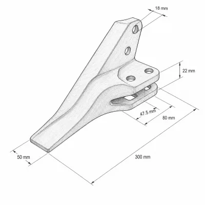 Dinte cupa lateral dreapta buldoexcavator Komatsu cod OEM 312204052 - imagine 4