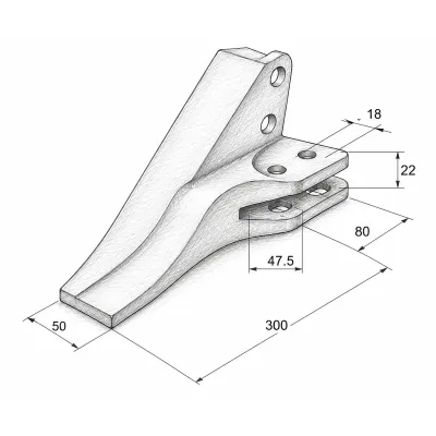 Dinte cupa lateral stanga buldoexcavator Komatsu cod OEM 312204053 - imagine 4