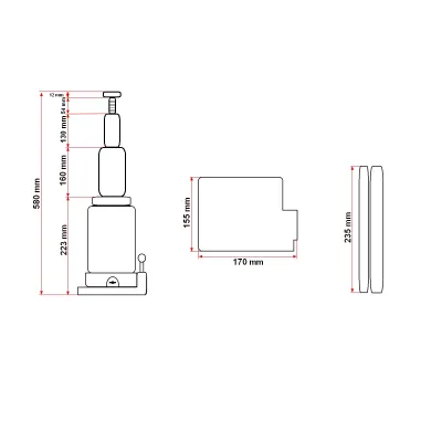 Cric hidraulic cu piston dublu 20 tone 235mm - imagine 10