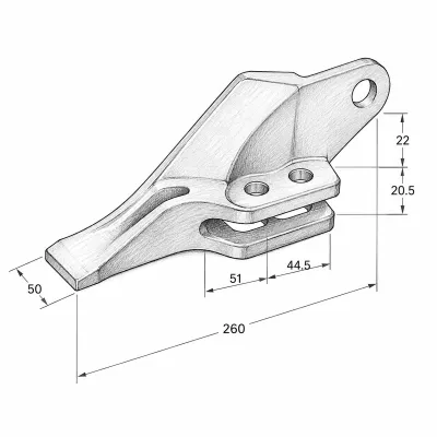 Dinte cupa lateral dreapta buldoexcavator JCB 3CX cod OEM 53103208 - imagine 4