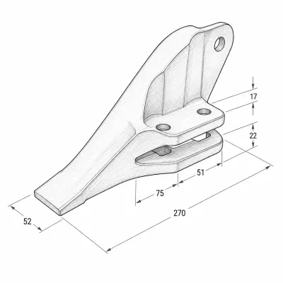 Dinte cupa lateral dreapta buldoexcavator Caterpillar, New Holland cod OEM 85801377, 277-8665 - imagine 4