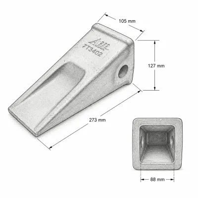 Dinte cupa excavator Caterpillar tip J400 cod OEM 7T3402 - imagine 4